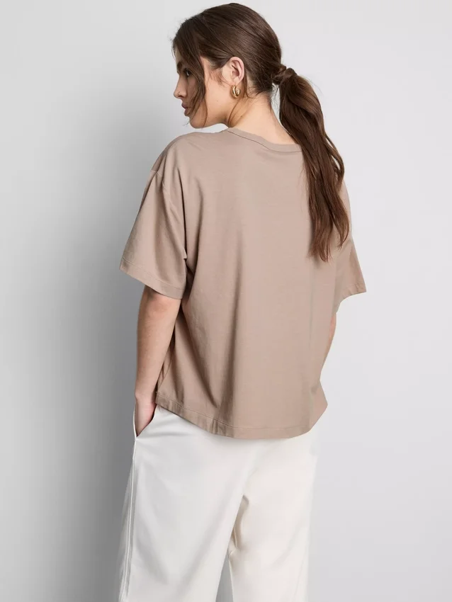 Boxy crew neck cotton tee