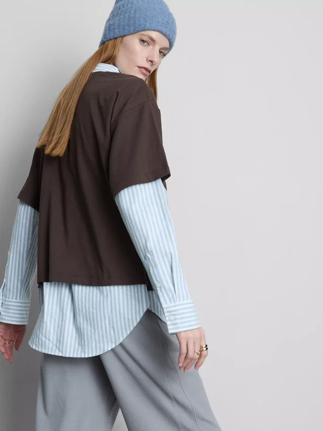 Boxy crew neck cotton tee
