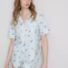 Breakfast print shorty boyfriend pajamas