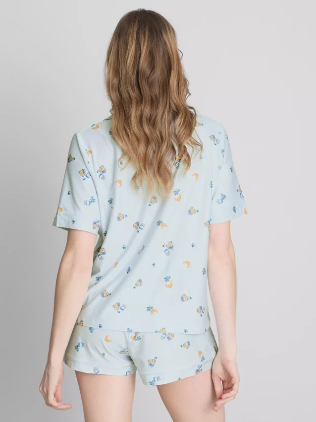 Breakfast print shorty boyfriend pajamas
