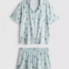 Breakfast print shorty boyfriend pajamas