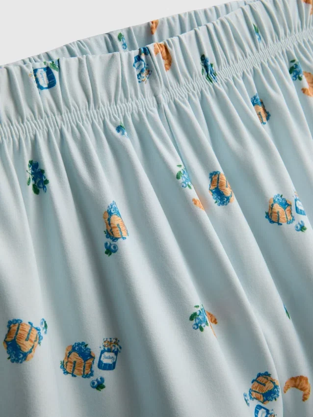 Breakfast print shorty boyfriend pajamas