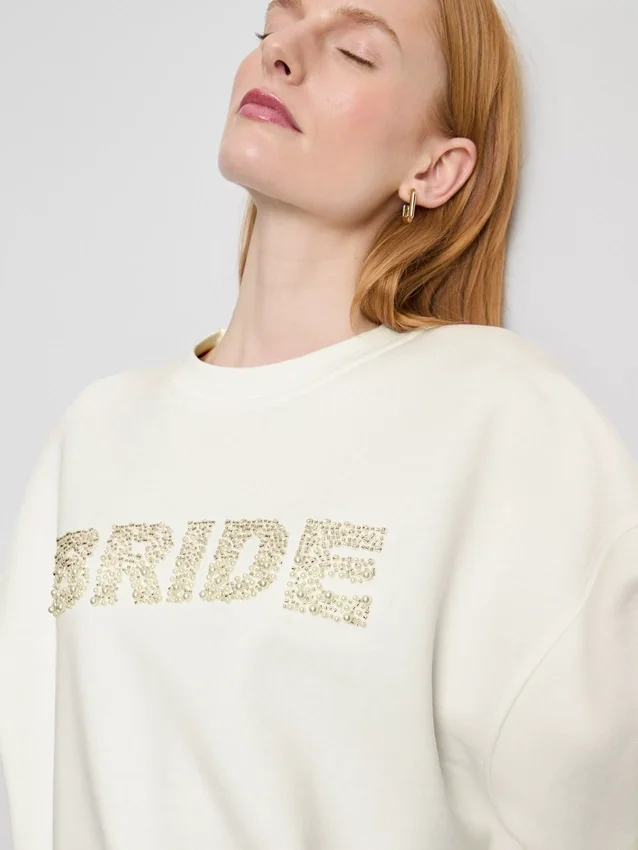 Bridal embroidered sequin sweatshirt