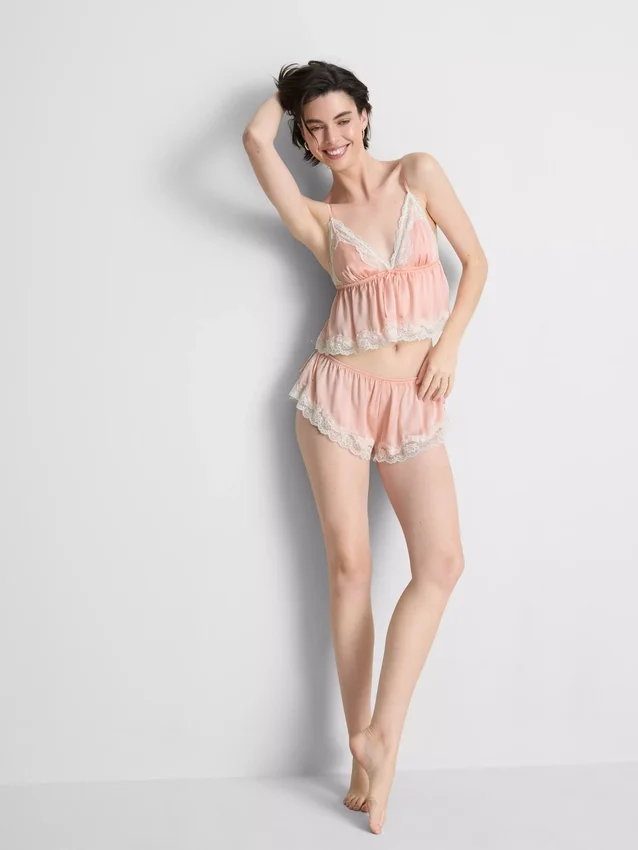 Bridal satin lace babydoll bralette