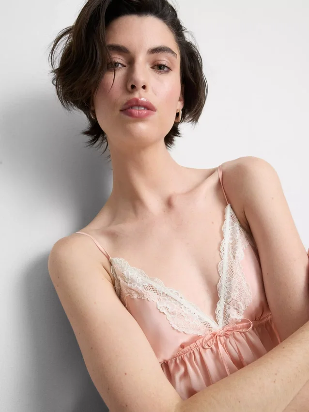 Bridal satin lace babydoll bralette
