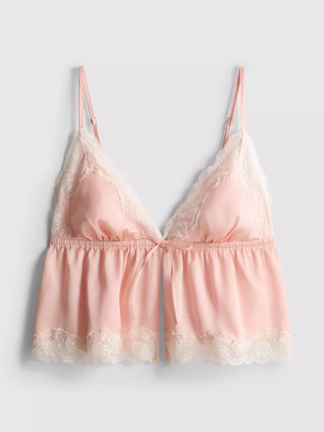 Bridal satin lace babydoll bralette