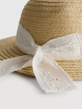 Broderie anglaise woven hat