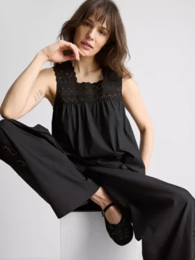 Broderie insert tank top