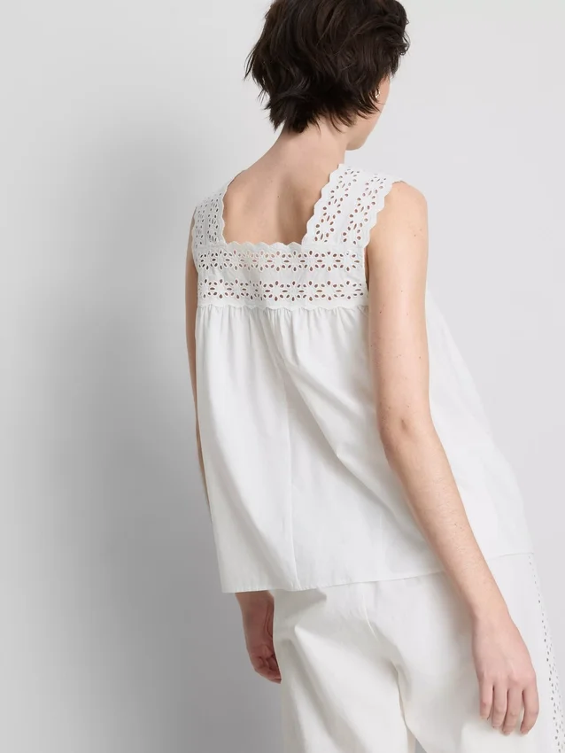 Broderie insert tank top