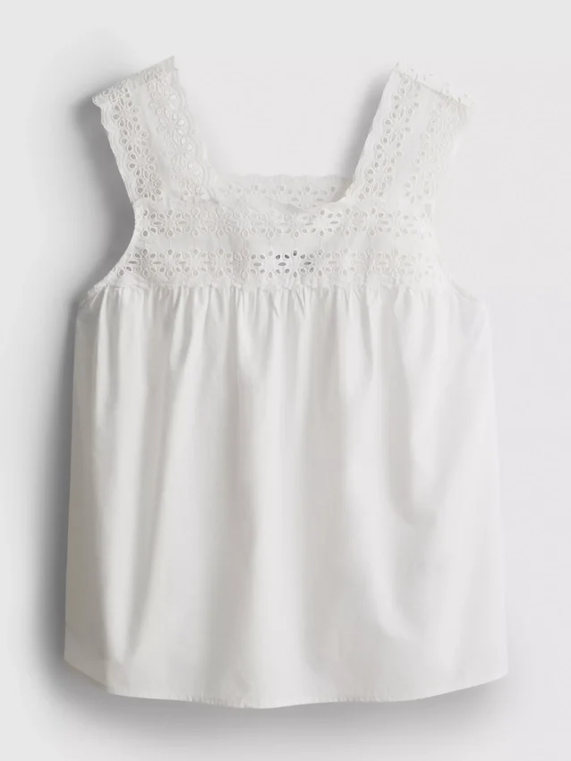 Broderie insert tank top