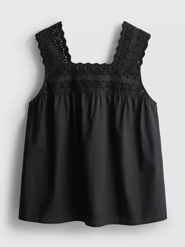 Broderie insert tank top