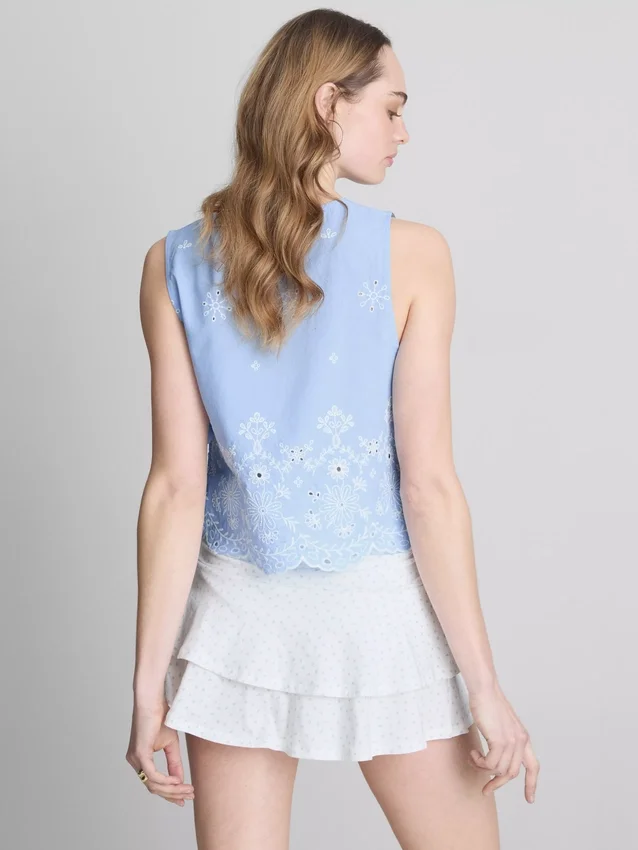 Broderie side-tie top