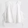 Broderie side-tie top