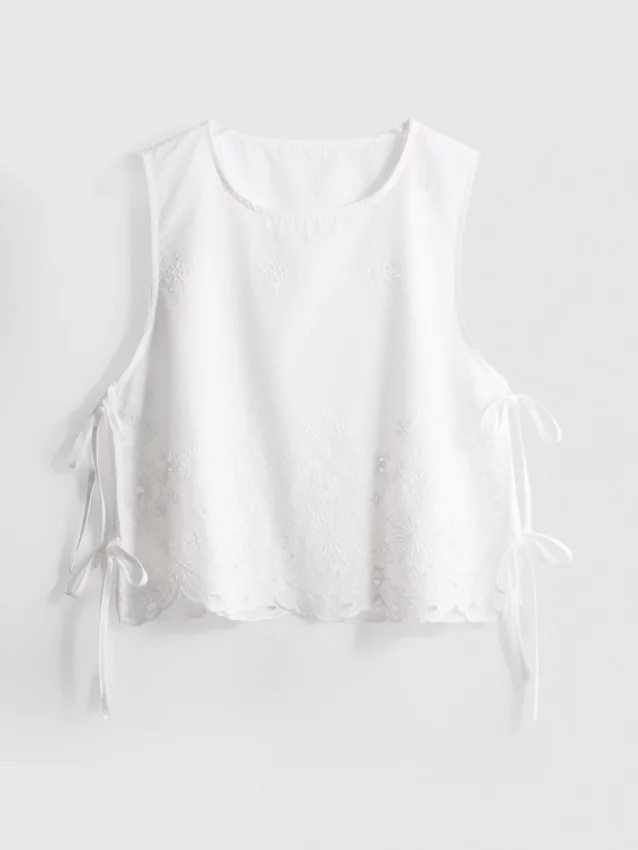 Broderie side-tie top