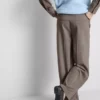 Brushed wide-leg pinstripe pants