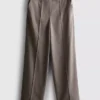 Brushed wide-leg pinstripe pants