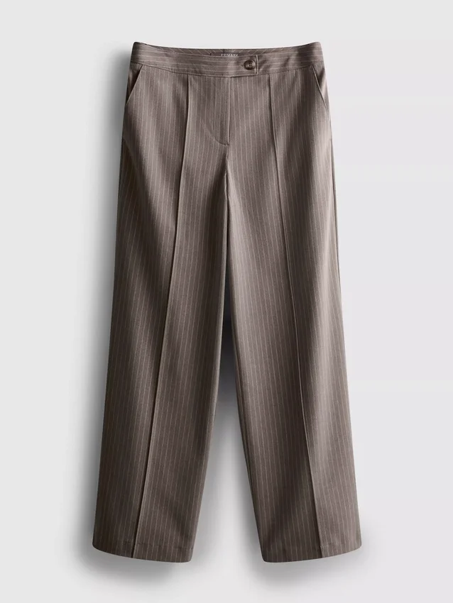 Brushed wide-leg pinstripe pants