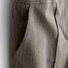 Brushed wide-leg pinstripe pants