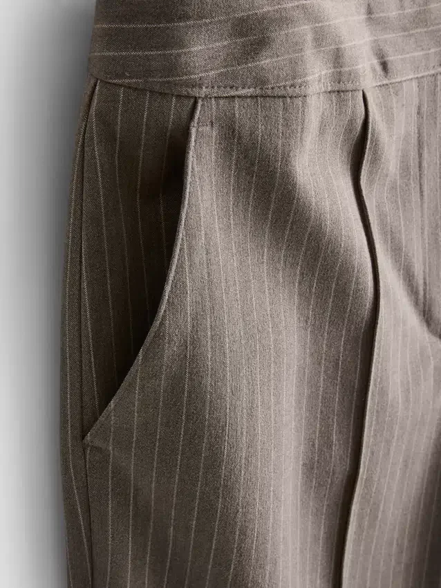 Brushed wide-leg pinstripe pants