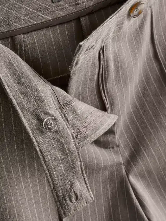 Brushed wide-leg pinstripe pants