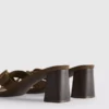 Buckle block heel mule sandals