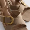 Buckle block heel mule sandals