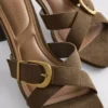 Buckle block heel mule sandals