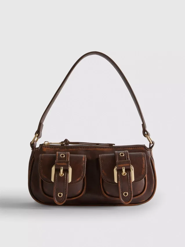 Buckle pocket shoulder bag