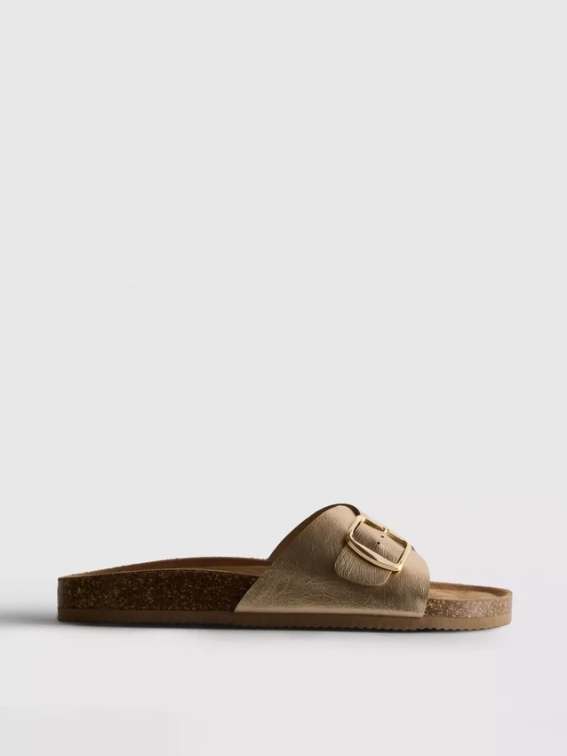 Buckle strap mule sandals