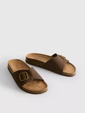 Buckle strap mule sandals