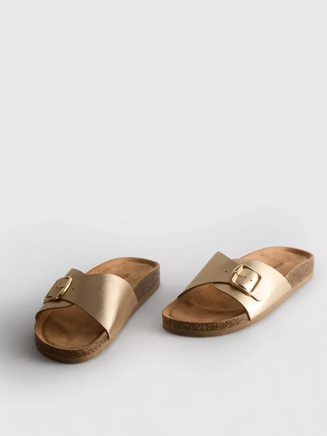 Buckle strap mule sandals