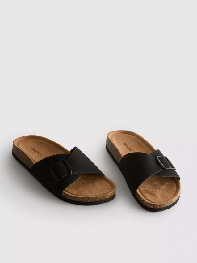 Buckle strap mule sandals