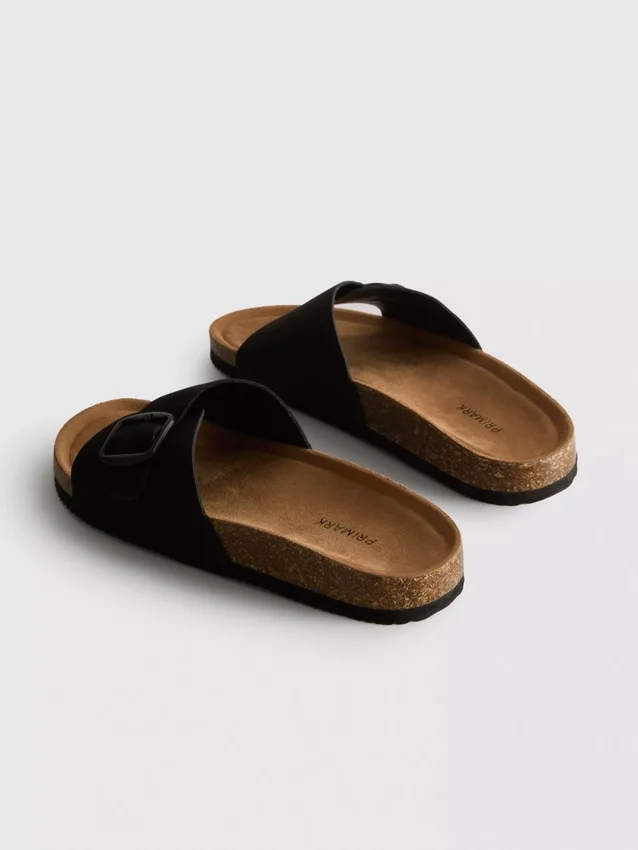 Buckle strap mule sandals