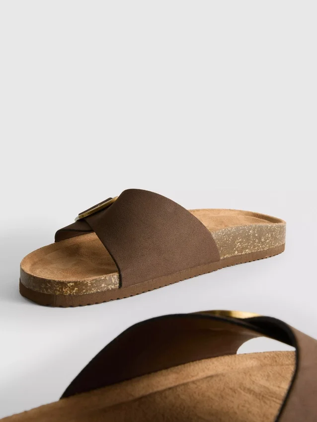 Buckle strap mule sandals