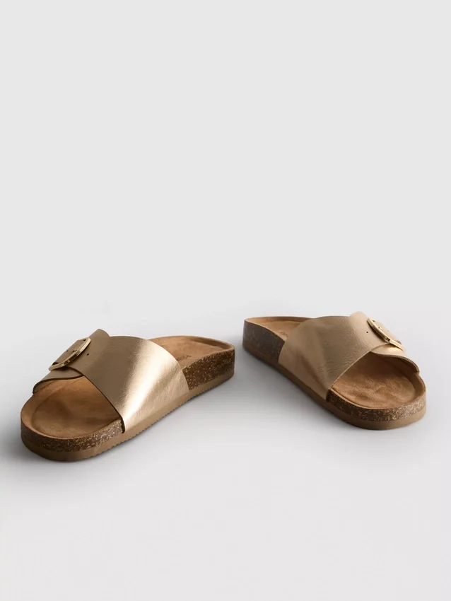 Buckle strap mule sandals