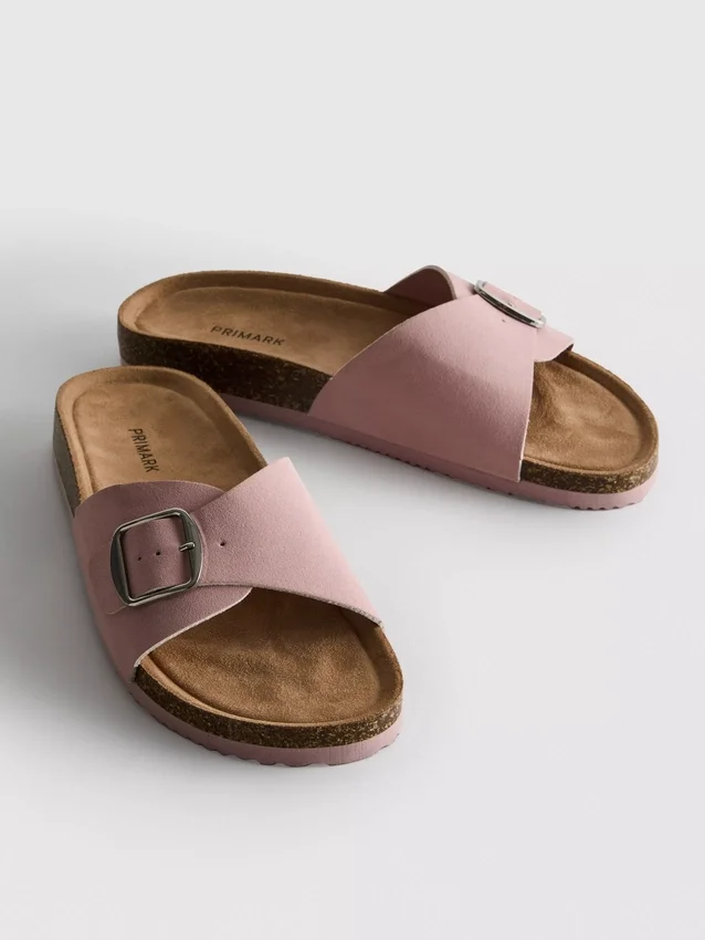 Buckle strap mule sandals