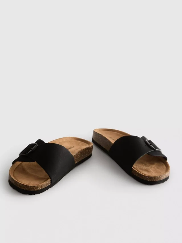 Buckle strap mule sandals