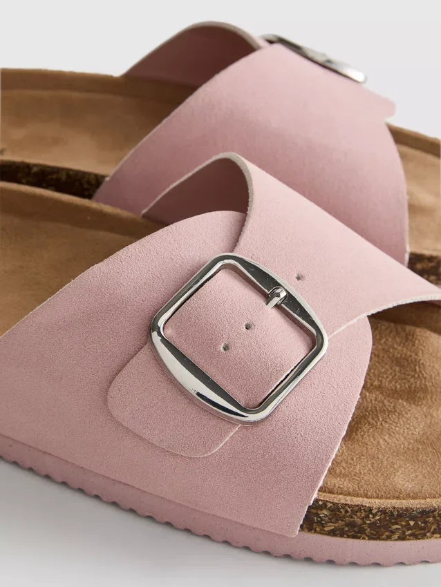 Buckle strap mule sandals