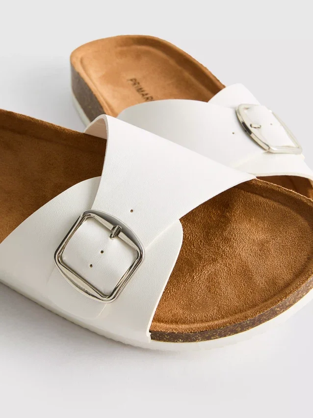 Buckle strap mule sandals