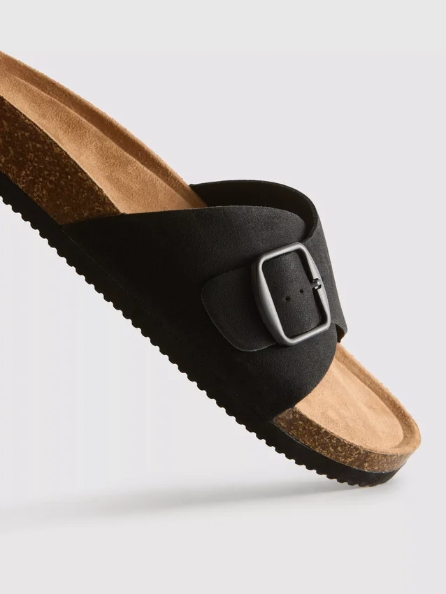 Buckle strap mule sandals