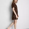 Button-up puff-sleeve mini dress