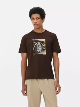 Car wheel graphic short sleeve t-shirt