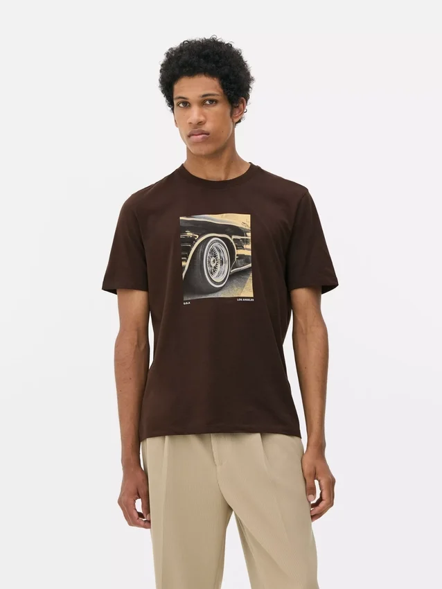 Car wheel graphic short sleeve t-shirt