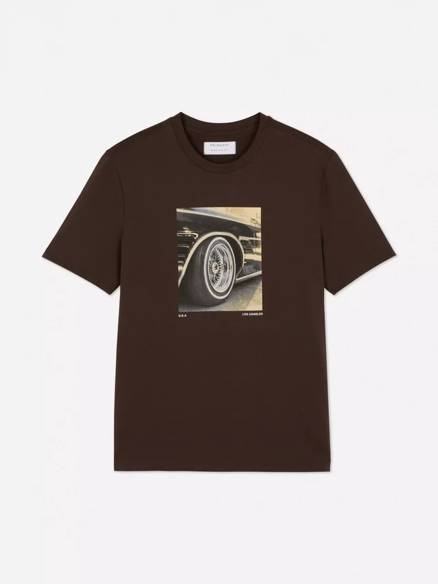 Car wheel graphic short sleeve t-shirt