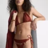 Chain detail tie side bikini bottoms