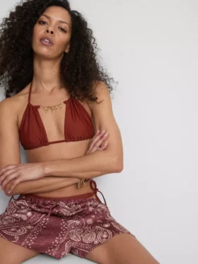 Chain detail triangle bikini top