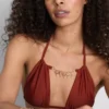 Chain detail triangle bikini top