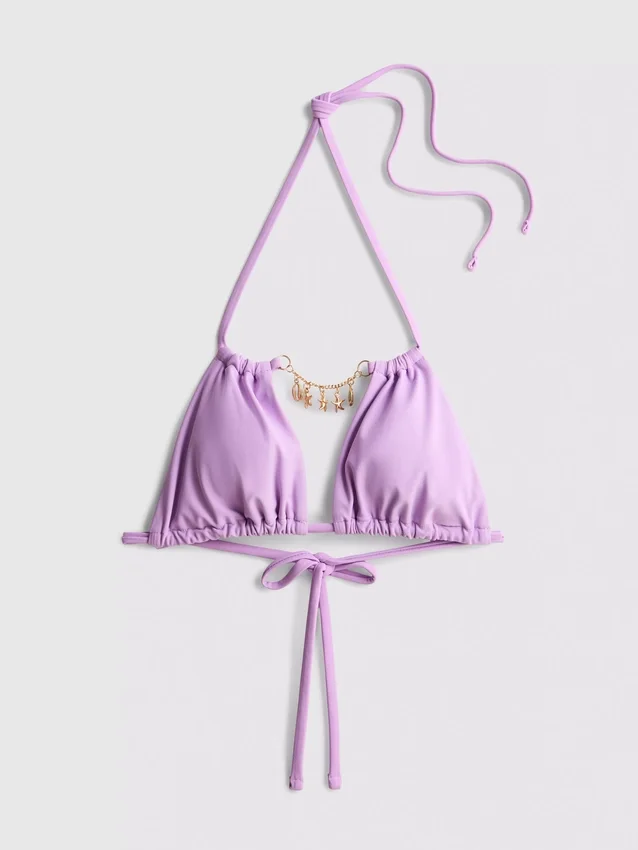 Chain detail triangle bikini top