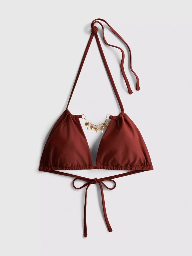 Chain detail triangle bikini top