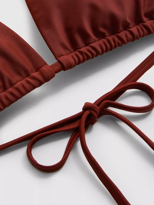 Chain detail triangle bikini top